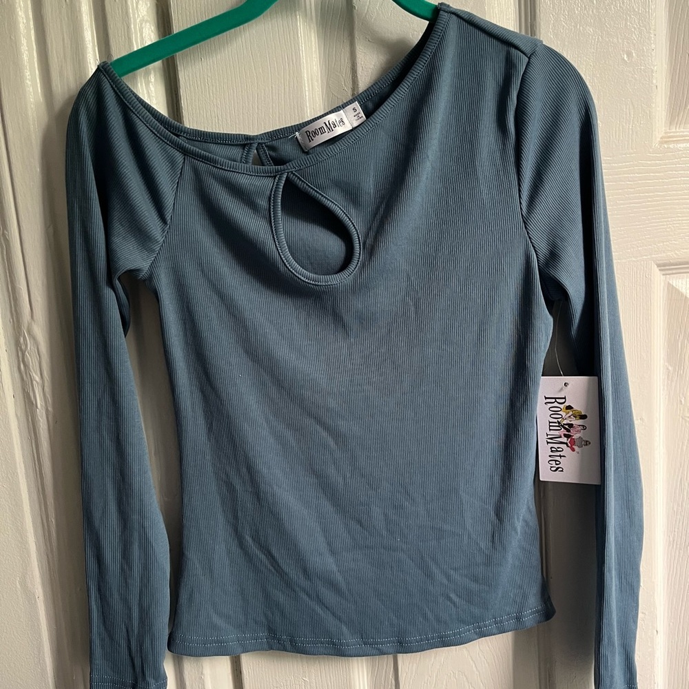 NWT Blue Long Sleeve Cut-Out shirt